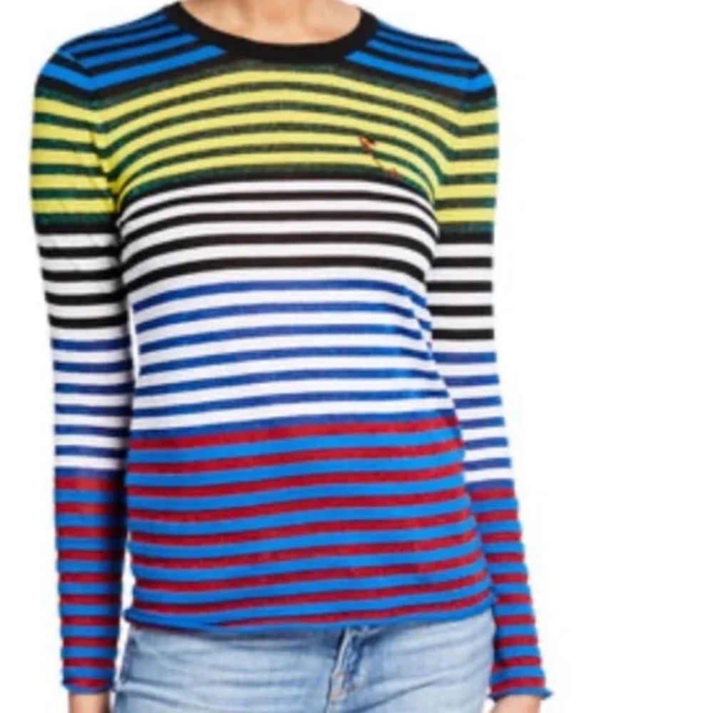 Replica Los Angeles Womens Crew Neck Metallic Striped Sweater Multicolored Pin L